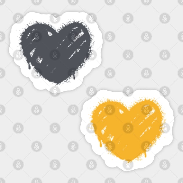 Spray Painted Hearts Black and Gold Sticker by jeanmbart